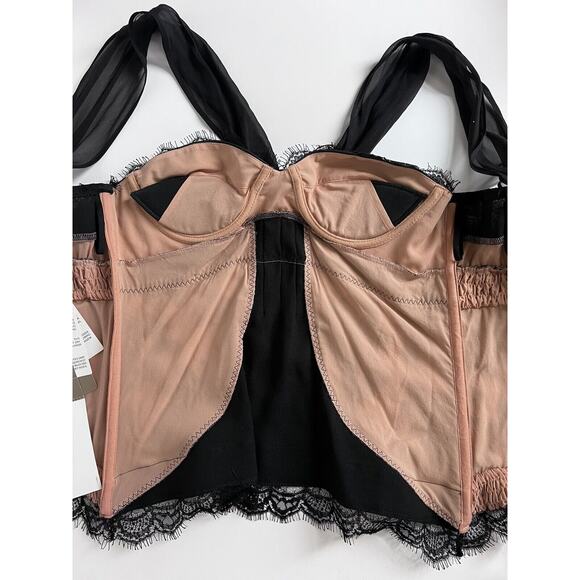 vtg LA PERLA cami y2k goth grunge Black Lace TOP Bustier Camisole Size 44 NWT - Picture 8 of 9